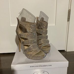 Steve Madden crystal champagne heels size 7
